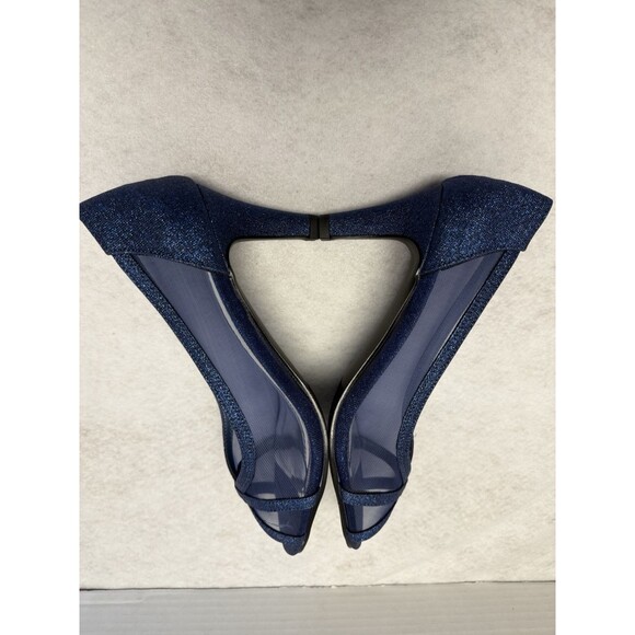 Easy Street Alive 5 Picaboo Sexy See-Thru Navy Glitter  Mesh Heels. Sz 7 1/2 New - Picture 7 of 13
